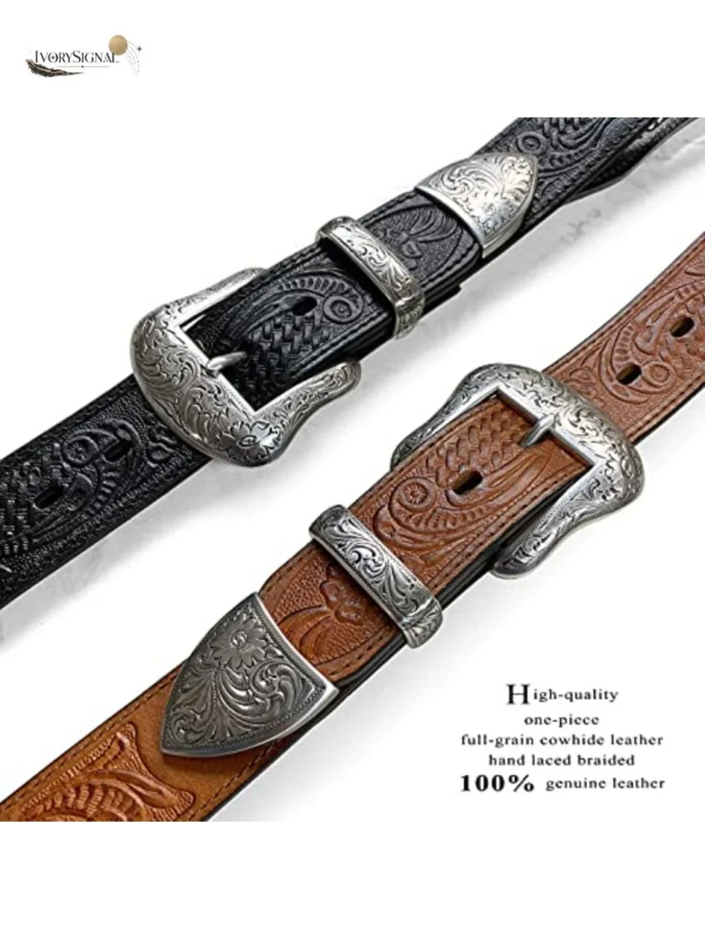 Western Floral Engraved Conchos Belt Genuine Full Grain Leather 1.5